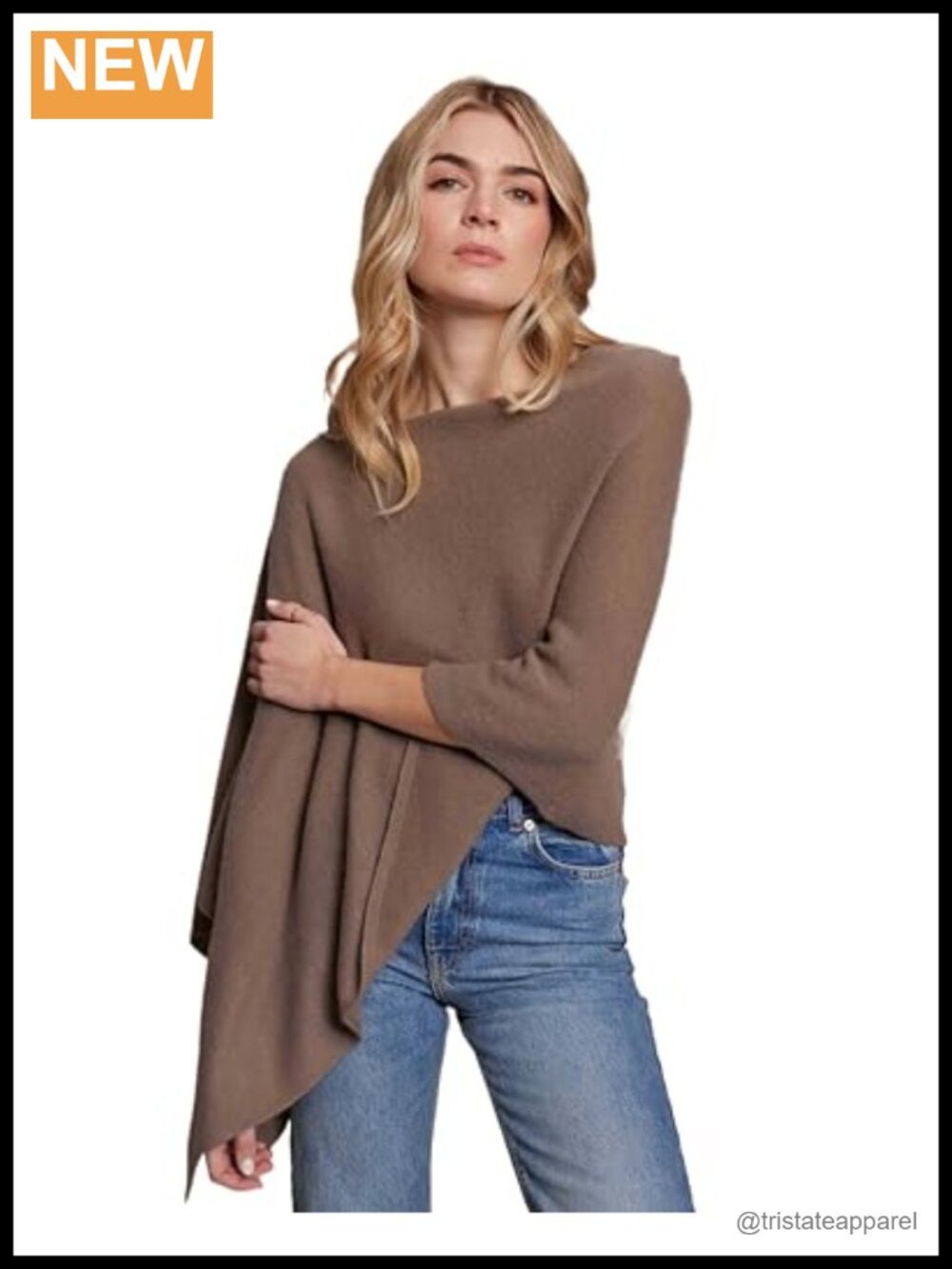100% Cashmere Poncho Wrap Cape One Size Shawl Collar